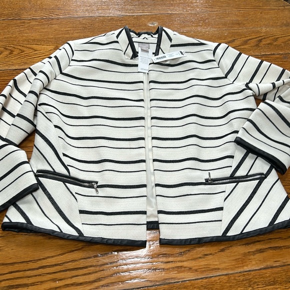 Chico’s Crossover Jacket ecru and black stripe. Size 2 (Medium).  NWT - Picture 3 of 13